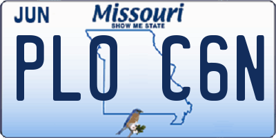 MO license plate PL0C6N