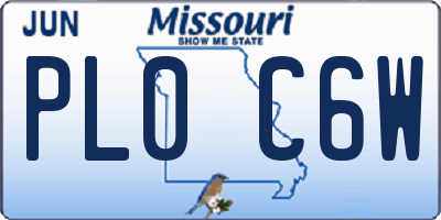 MO license plate PL0C6W