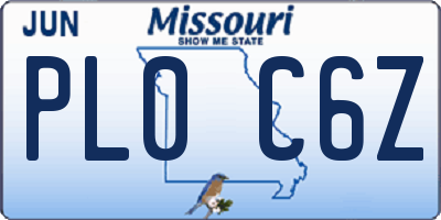 MO license plate PL0C6Z