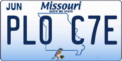 MO license plate PL0C7E