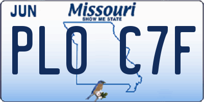 MO license plate PL0C7F