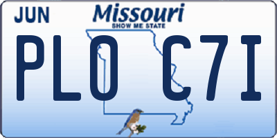 MO license plate PL0C7I