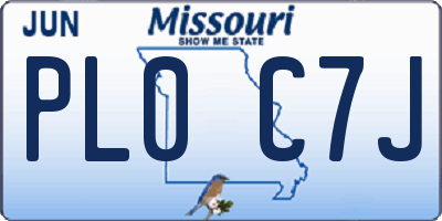 MO license plate PL0C7J