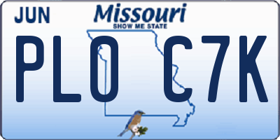 MO license plate PL0C7K