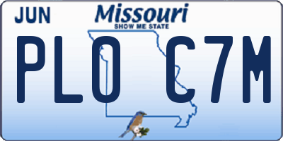 MO license plate PL0C7M