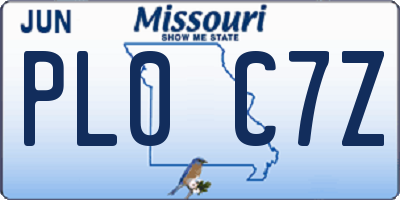 MO license plate PL0C7Z