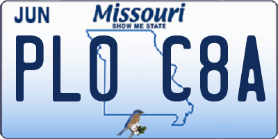 MO license plate PL0C8A