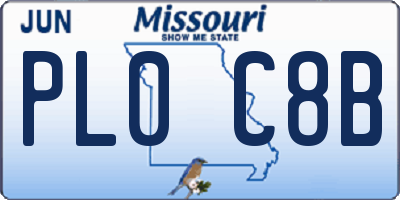 MO license plate PL0C8B