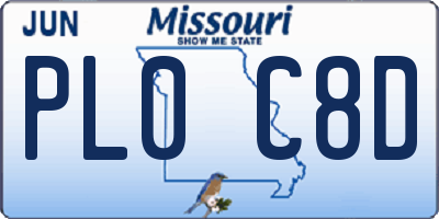 MO license plate PL0C8D