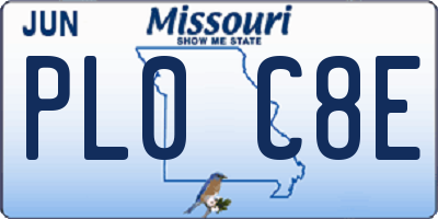 MO license plate PL0C8E