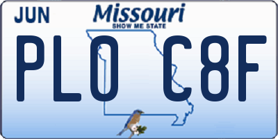 MO license plate PL0C8F