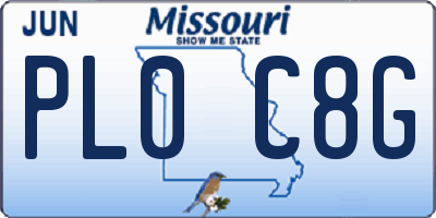MO license plate PL0C8G