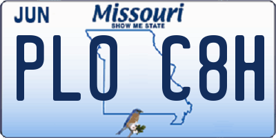 MO license plate PL0C8H