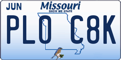MO license plate PL0C8K