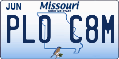 MO license plate PL0C8M