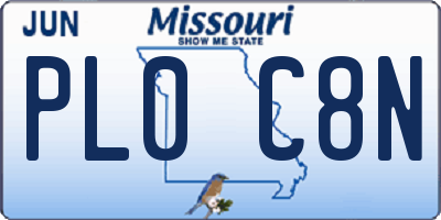 MO license plate PL0C8N