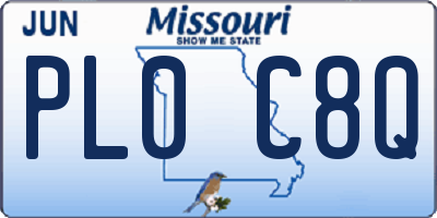 MO license plate PL0C8Q