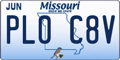 MO license plate PL0C8V