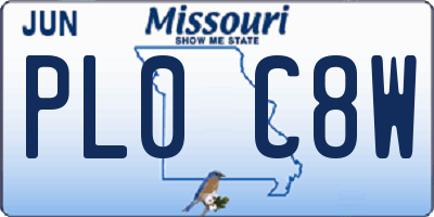 MO license plate PL0C8W