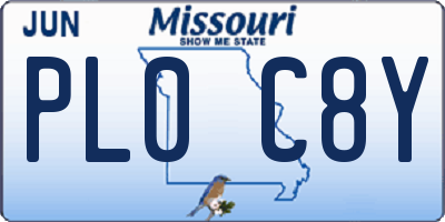 MO license plate PL0C8Y