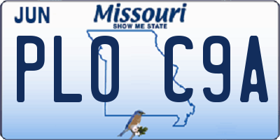 MO license plate PL0C9A