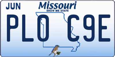 MO license plate PL0C9E