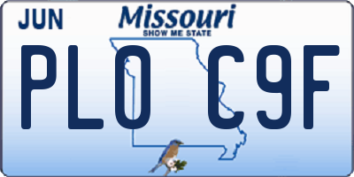 MO license plate PL0C9F