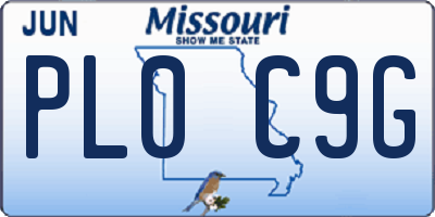 MO license plate PL0C9G