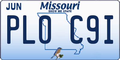 MO license plate PL0C9I