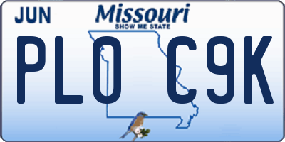 MO license plate PL0C9K