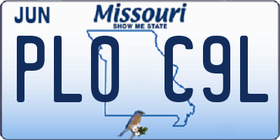 MO license plate PL0C9L