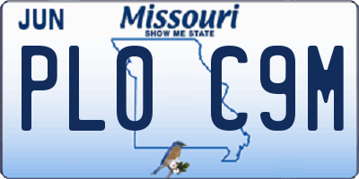 MO license plate PL0C9M