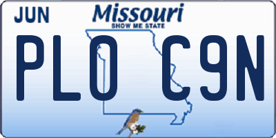 MO license plate PL0C9N