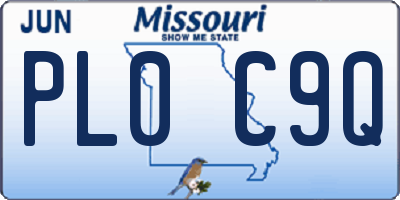 MO license plate PL0C9Q