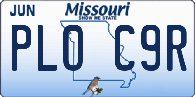MO license plate PL0C9R