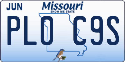 MO license plate PL0C9S