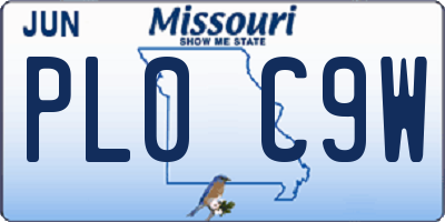 MO license plate PL0C9W
