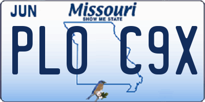 MO license plate PL0C9X