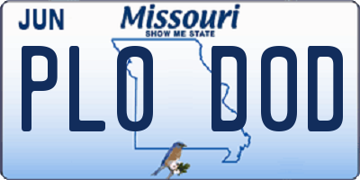 MO license plate PL0D0D