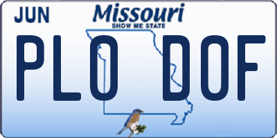 MO license plate PL0D0F