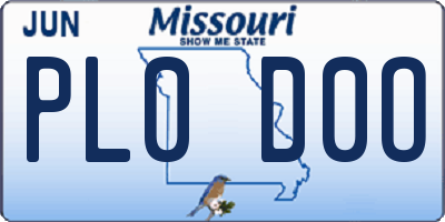 MO license plate PL0D0O