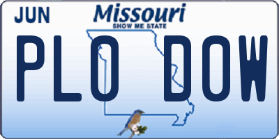 MO license plate PL0D0W
