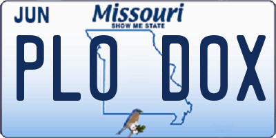 MO license plate PL0D0X