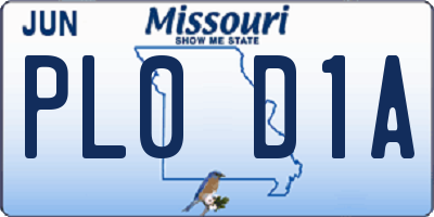 MO license plate PL0D1A