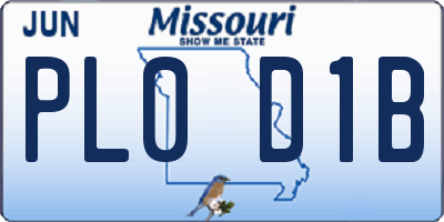MO license plate PL0D1B
