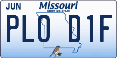 MO license plate PL0D1F