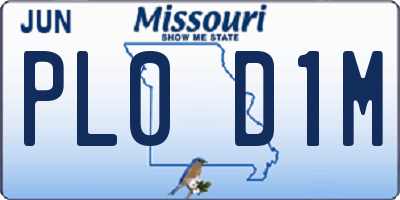 MO license plate PL0D1M