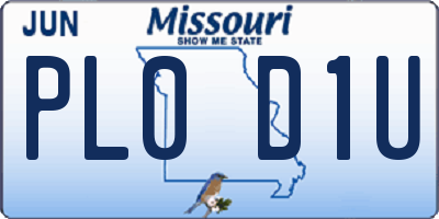 MO license plate PL0D1U