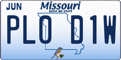 MO license plate PL0D1W