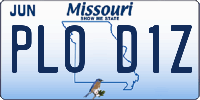 MO license plate PL0D1Z